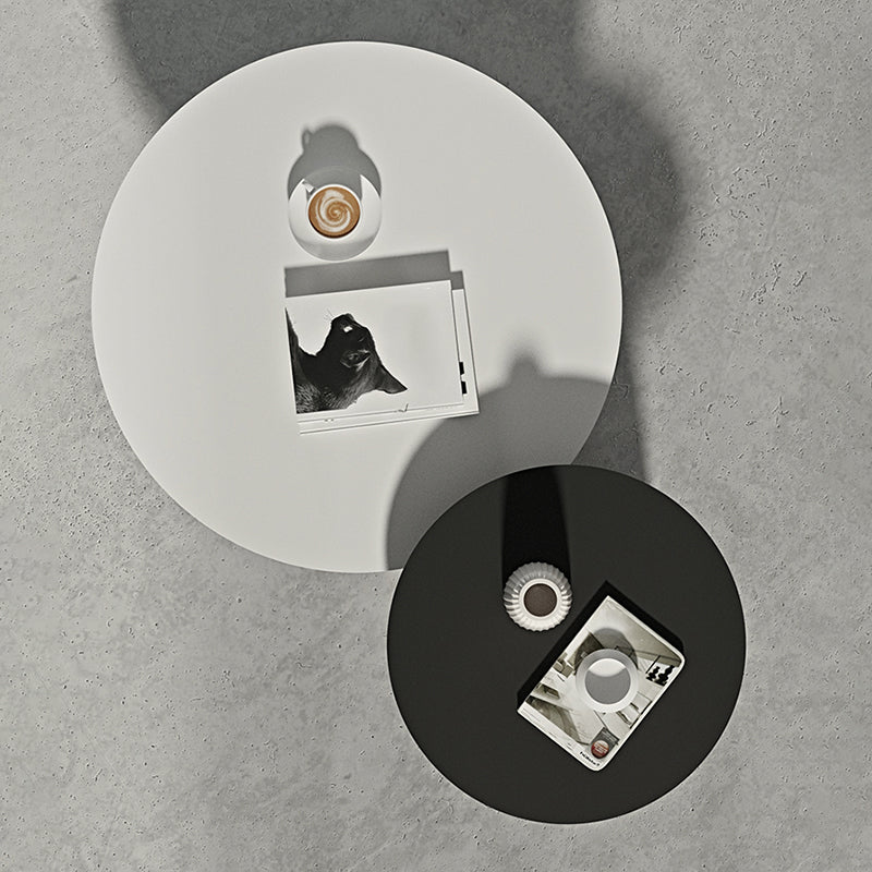Pedestal Design Cocktail Table White/black Iron Round Coffee Table