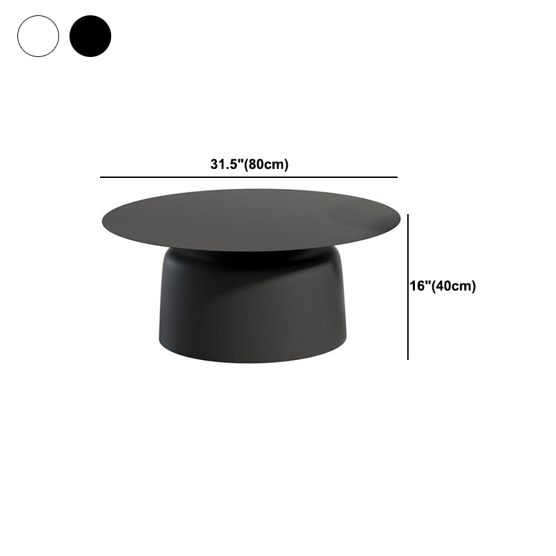 Pedestal Design Cocktail Table White/black Iron Round Coffee Table