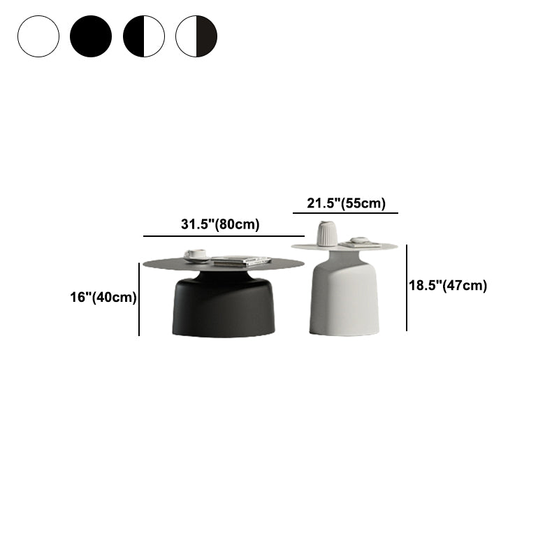 Pedestal Design Cocktail Table White/black Iron Round Coffee Table
