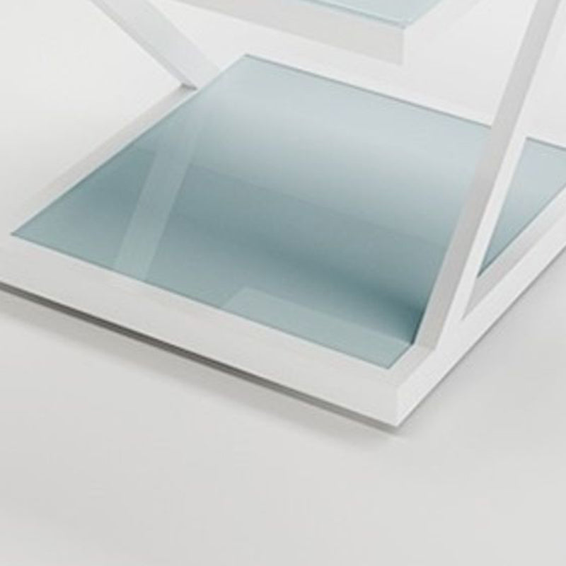 Tempered Glass Side Table Square Black and White Accent Side Table