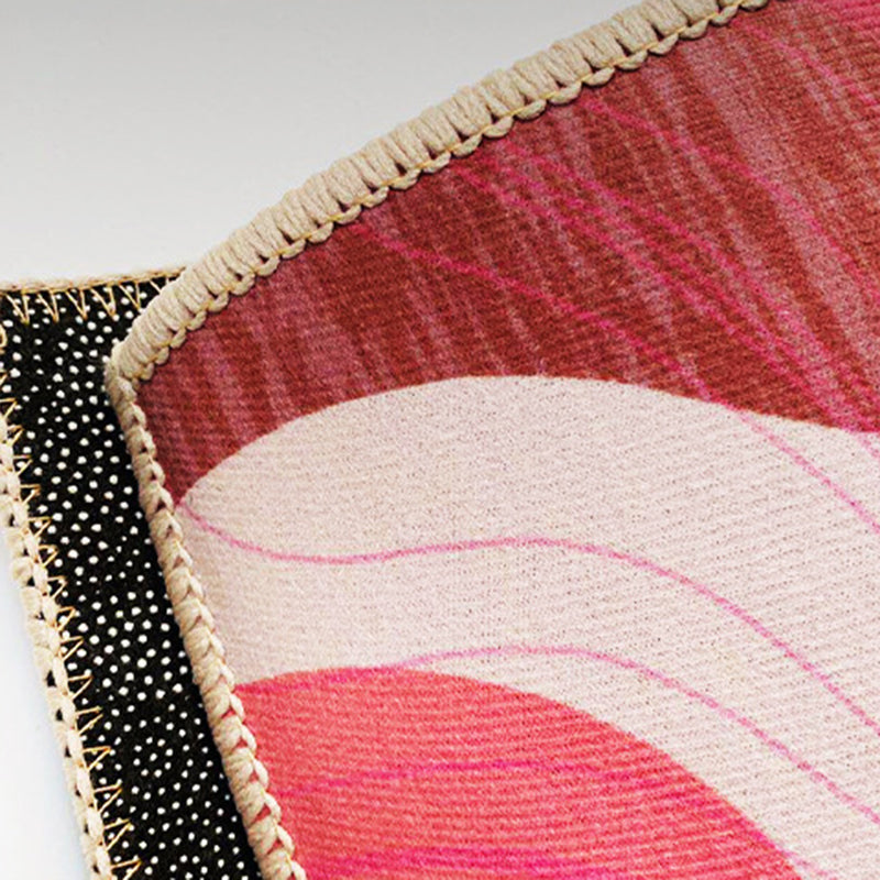 White Abstract Pattern Rug Polyester Casual Rug Non-Slip Backing Area Rug for Living Room