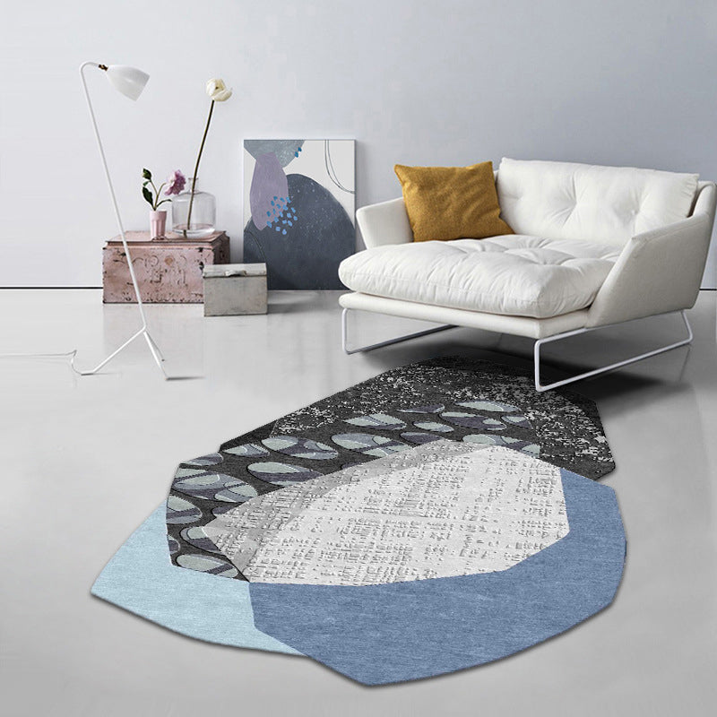 Tapis moderne gris en Polyester, bloc de couleurs irrégulières, lavable, pour la décoration de la maison