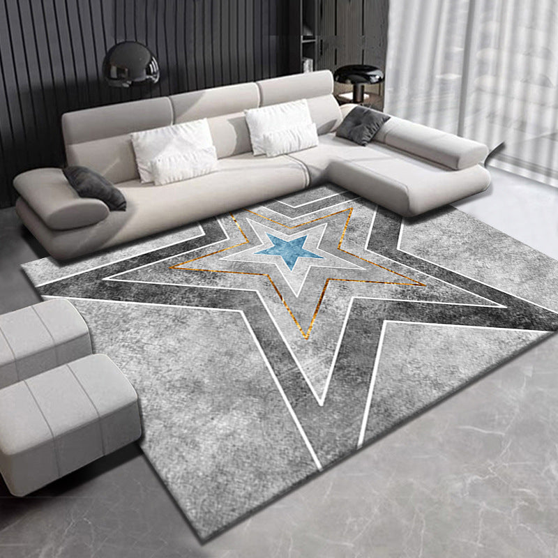 Dark Green Leaves Rug Polyester Contemporary Rug Washable Rug for Drawing Room