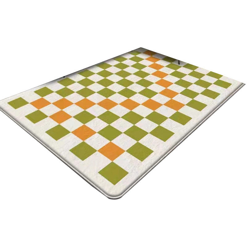 Orange Modern Carpet Polyester Check Pattern Carpet Washable Carpet for Living Room