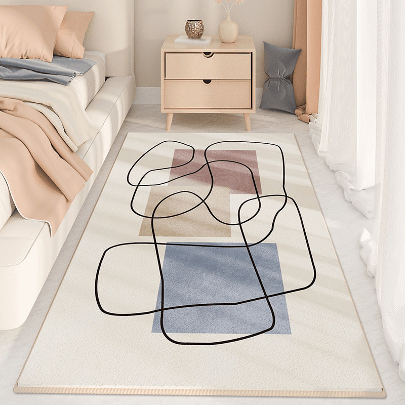 Tapis moderne beige en Polyester, pièce de couleur, résistant aux taches, pour l'intérieur, pour la décoration de la maison