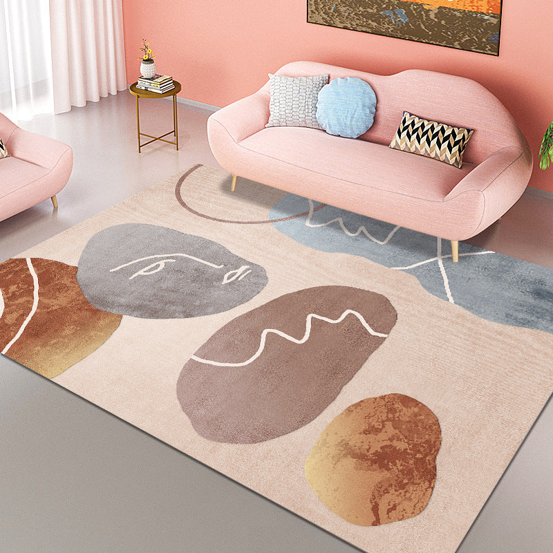 Orange Nordic Carpet Polyester Feather Carpet Washable Carpet for Living Room