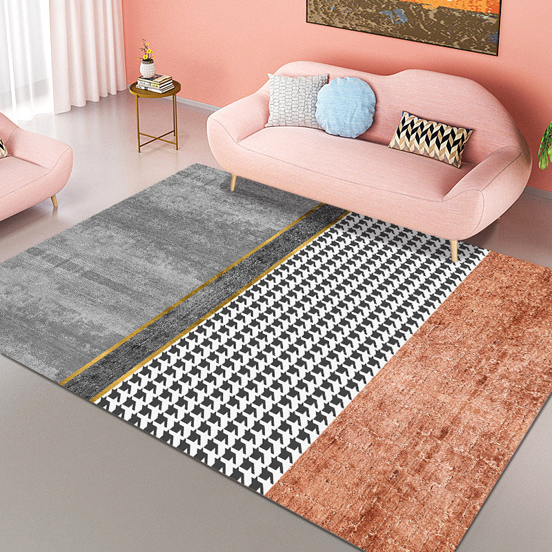 Orange Nordic Carpet Polyester Feather Carpet Washable Carpet for Living Room