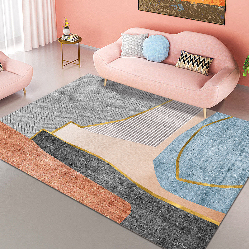 Orange Nordic Carpet Polyester Feather Carpet Washable Carpet for Living Room