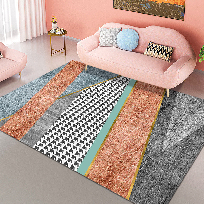 Orange Nordic Carpet Polyester Feather Carpet Washable Carpet for Living Room