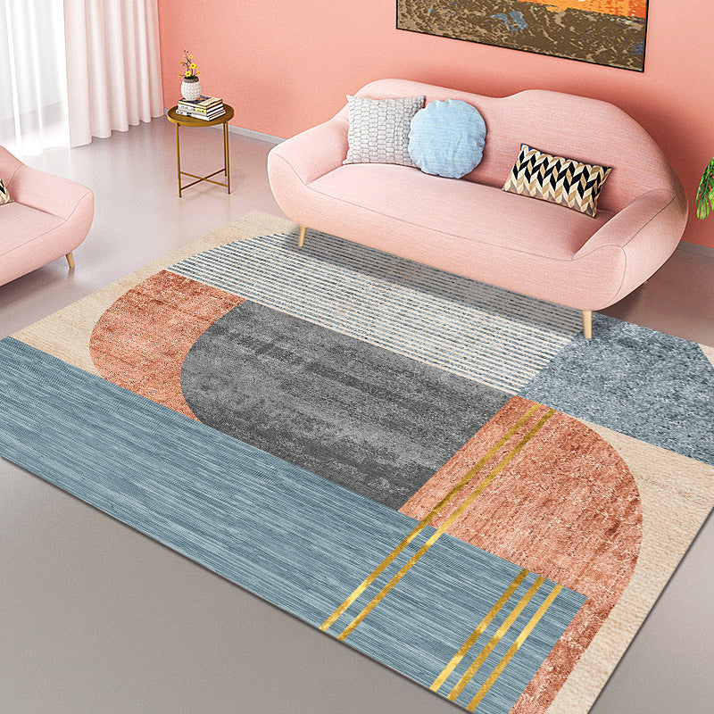 Orange Nordic Carpet Polyester Feather Carpet Washable Carpet for Living Room