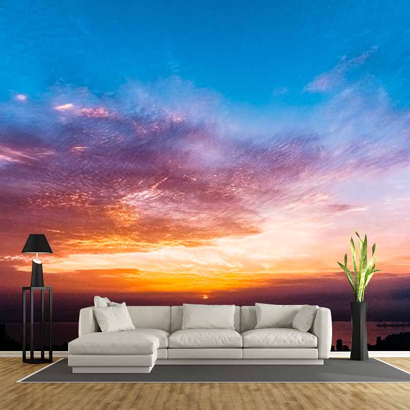 Photography Wall Mural Wallpaper Setting Sun Sitting Room Wall Mural