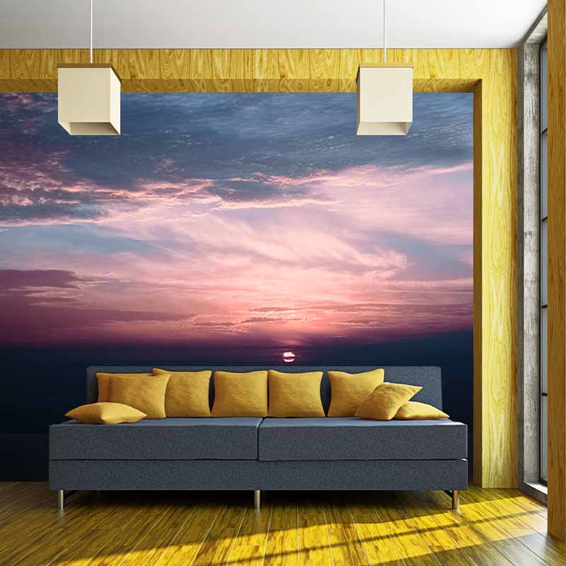 Photography Wall Mural Wallpaper Setting Sun Sitting Room Wall Mural