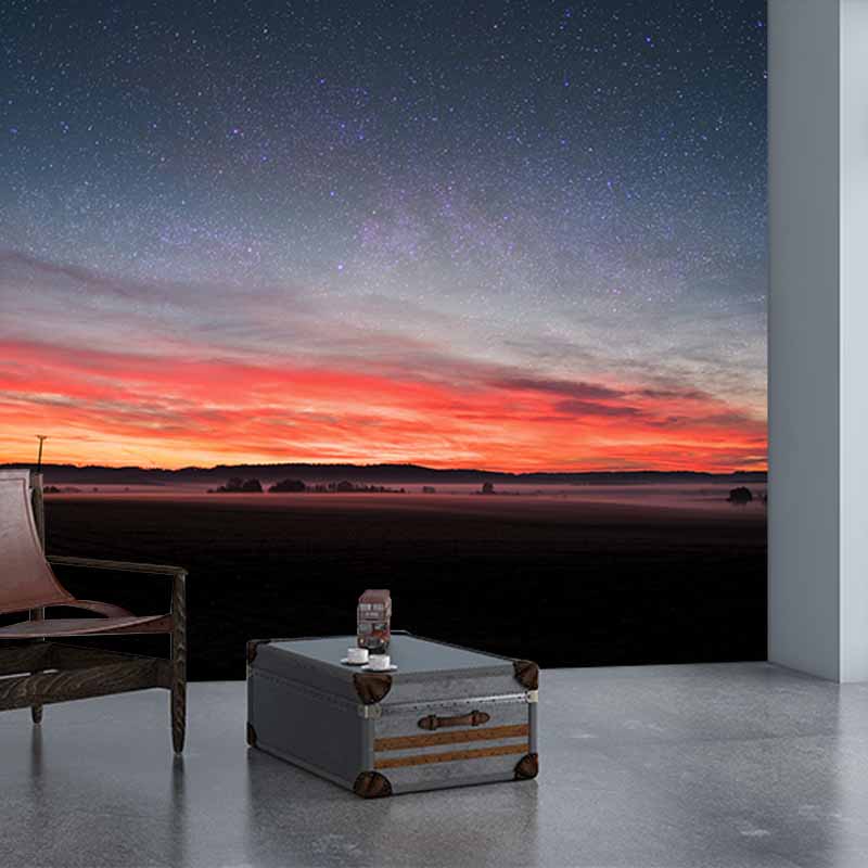 Setting Sun Photography Mildew Resistant Wallpaper Environmental Sleeping Room Wall Mural