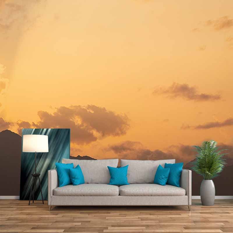 Setting Sun Photography Mildew Resistant Wallpaper Environmental Sleeping Room Wall Mural