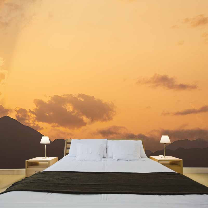 Setting Sun Photography Mildew Resistant Wallpaper Environmental Sleeping Room Wall Mural
