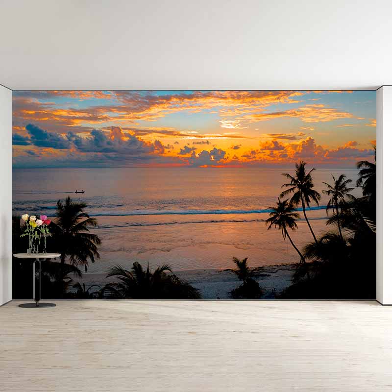 Setting Sun Photography Mildew Resistant Wallpaper Environmental Sleeping Room Wall Mural