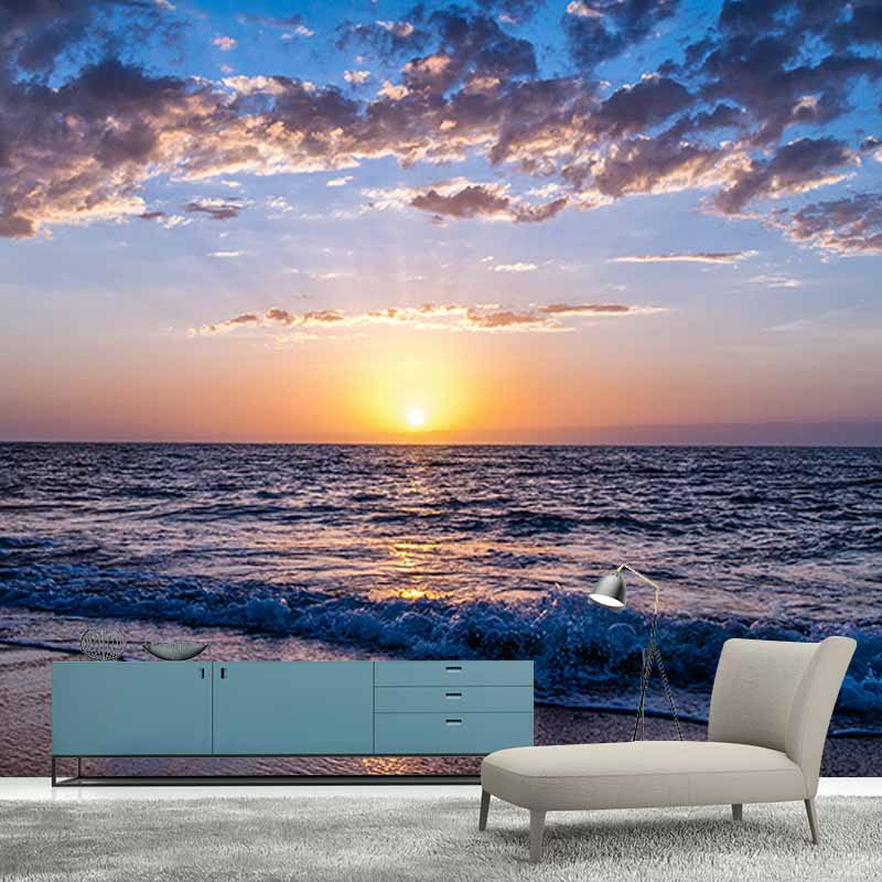 Setting Sun Photography Mildew Resistant Wallpaper Environmental Sleeping Room Wall Mural