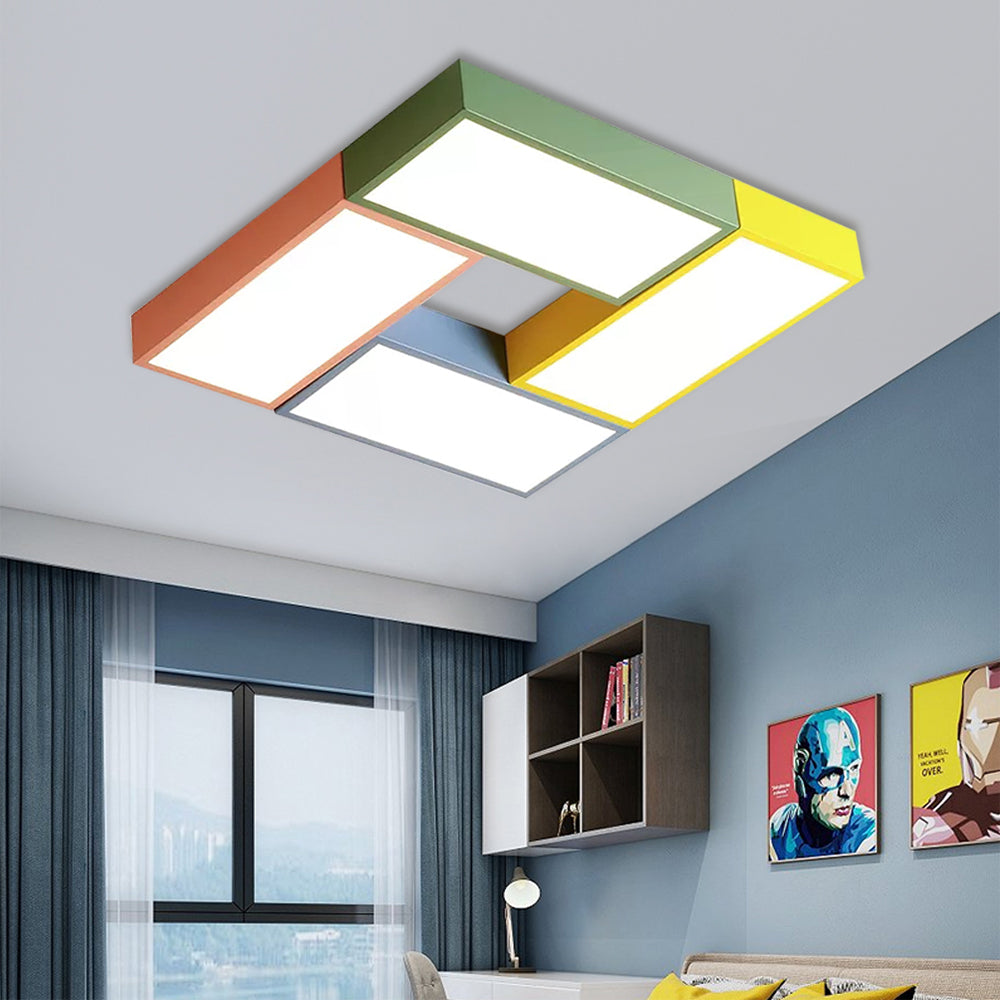 Game Room Square Ceiling Mount Light Acrylic Macaron Loft LED Ceiling Lamp