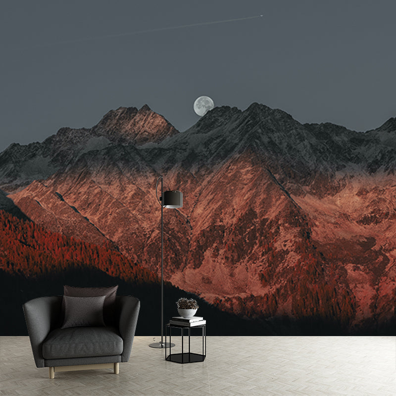 Mountain Range Stain Resistant Mural Washable Wallpaper Sitting Room Wall Mural