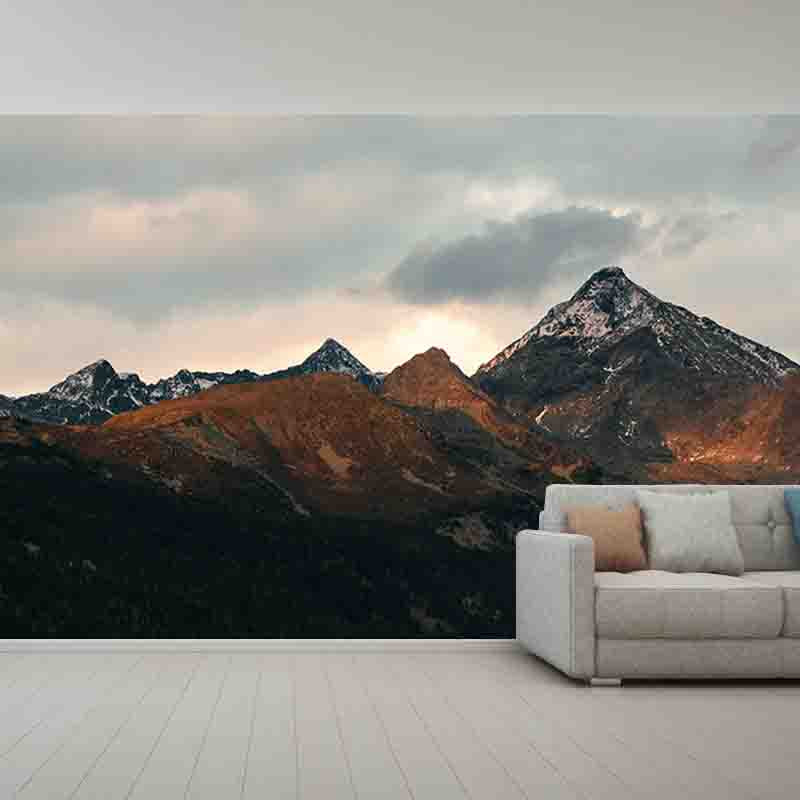 Photography Stain Resistant Mural Wallpaper Mountain Range Living Room Wall Mural