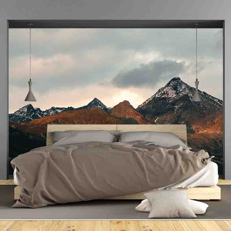 Photography Stain Resistant Mural Wallpaper Mountain Range Living Room Wall Mural