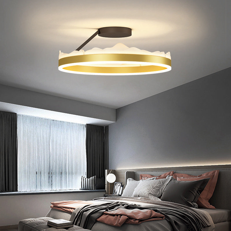 Contemporary Circle Flush Light Fixture Metal 1 Light Flushmount Lighting