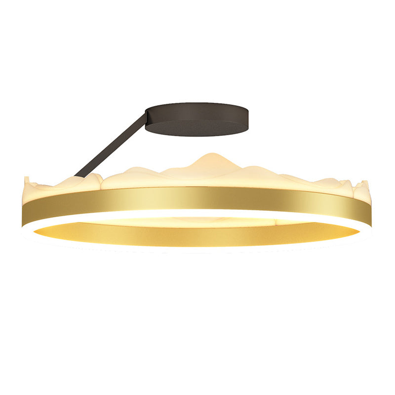 Contemporary Circle Flush Light Fixture Metal 1 Light Flushmount Lighting