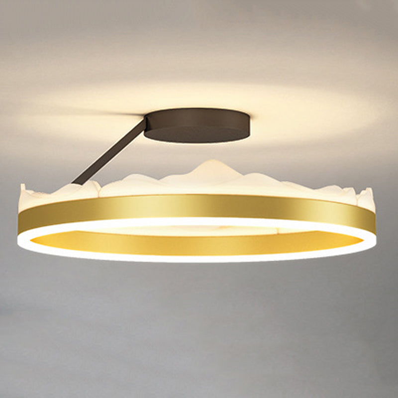 Contemporary Circle Flush Light Fixture Metal 1 Light Flushmount Lighting