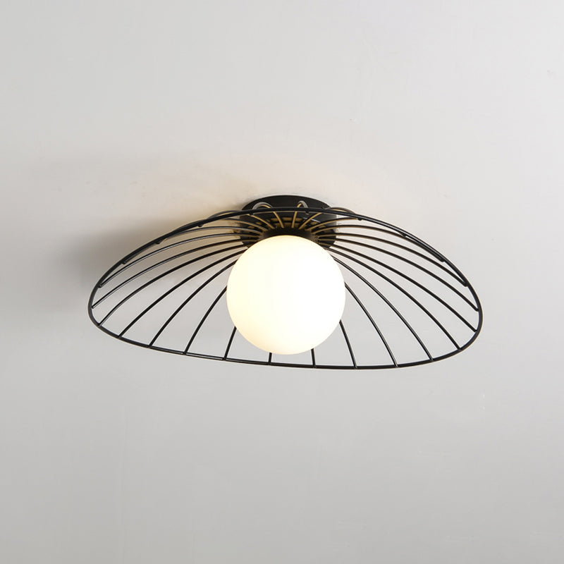 Metal Round Flush Ceiling Light Industrial Style 1 Light Flush Mount Fixture
