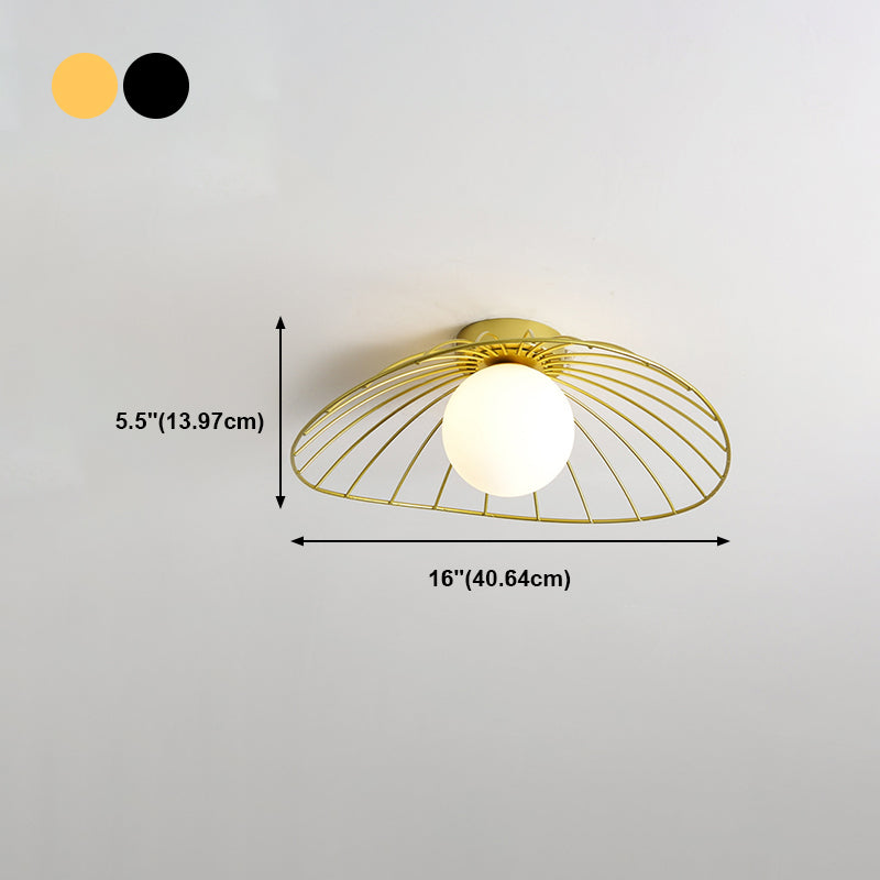 Metal Round Flush Ceiling Light Industrial Style 1 Light Flush Mount Fixture