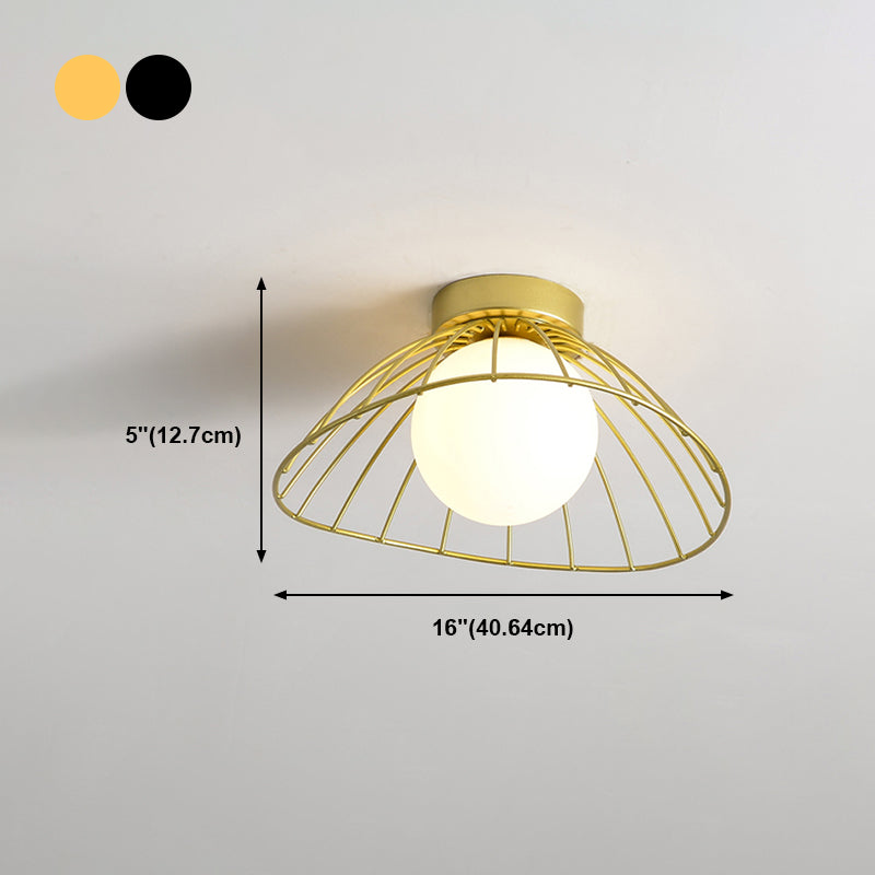 Metal Round Flush Ceiling Light Industrial Style 1 Light Flush Mount Fixture