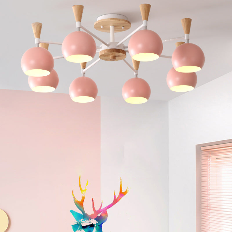 Nordic Metal Ceiling Light Colorful Bowl Shape Flush Mount Light for Bedroom