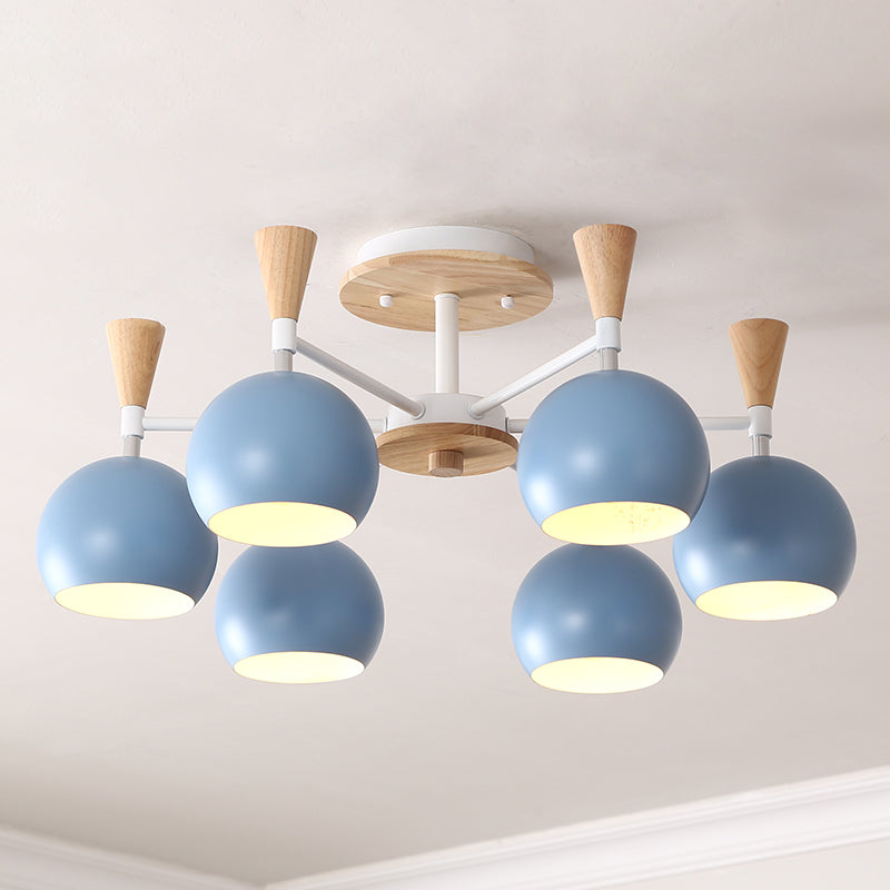 Nordic Metal Ceiling Light Colorful Bowl Shape Flush Mount Light for Bedroom