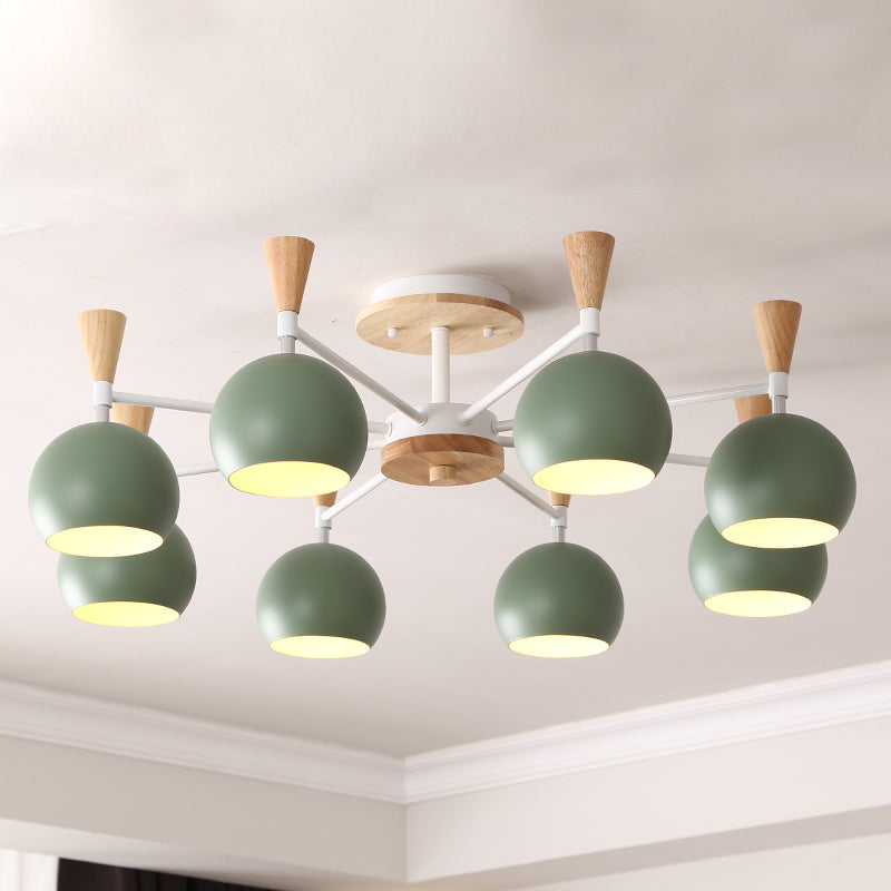 Nordic Metal Ceiling Light Colorful Bowl Shape Flush Mount Light for Bedroom