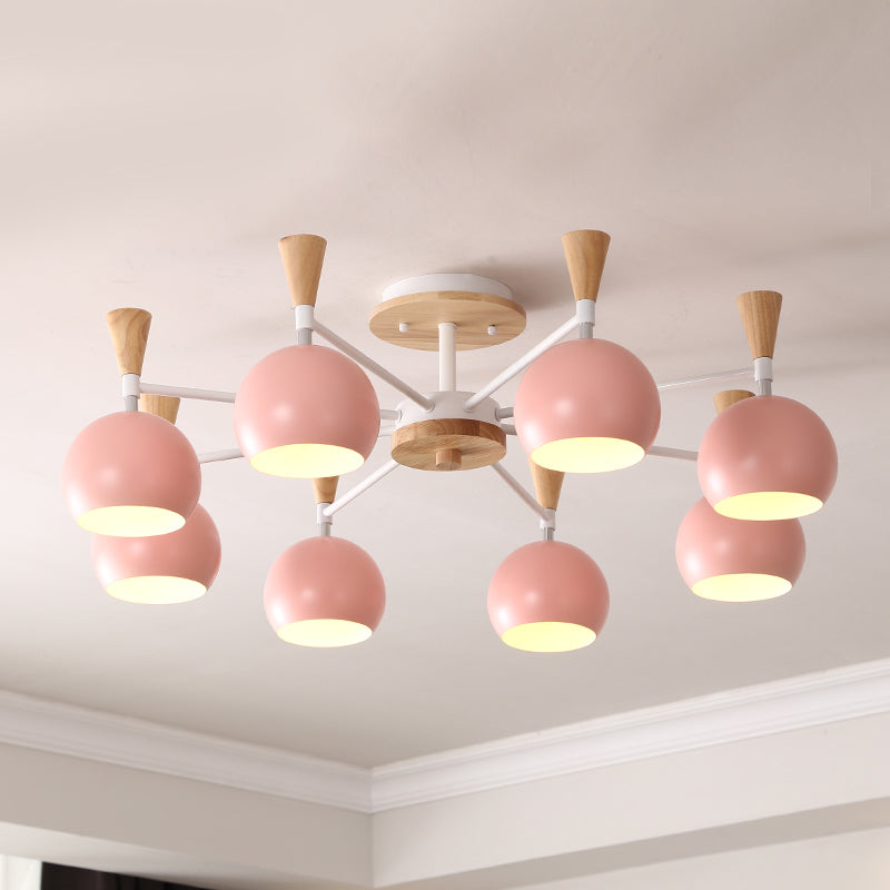 Nordic Metal Ceiling Light Colorful Bowl Shape Flush Mount Light for Bedroom