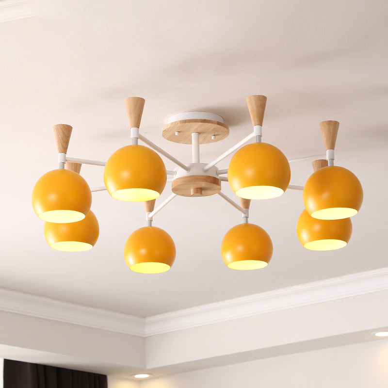 Nordic Metal Ceiling Light Colorful Bowl Shape Flush Mount Light for Bedroom