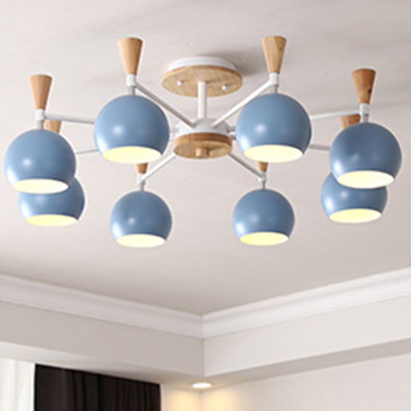 Nordic Metal Ceiling Light Colorful Bowl Shape Flush Mount Light for Bedroom