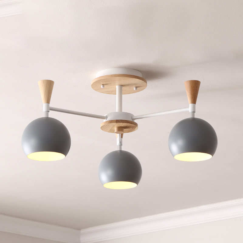 Nordic Metal Ceiling Light Colorful Bowl Shape Flush Mount Light for Bedroom