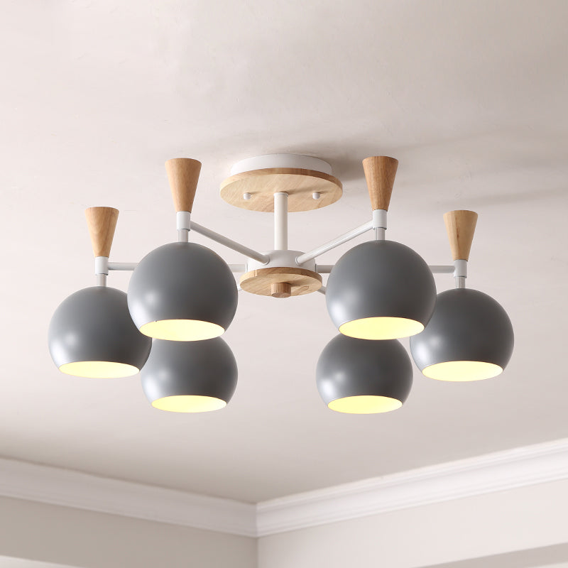 Nordic Metal Ceiling Light Colorful Bowl Shape Flush Mount Light for Bedroom