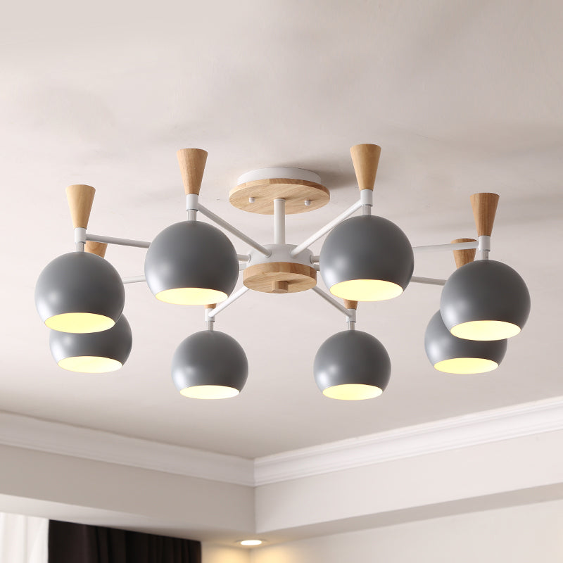 Nordic Metal Ceiling Light Colorful Bowl Shape Flush Mount Light for Bedroom