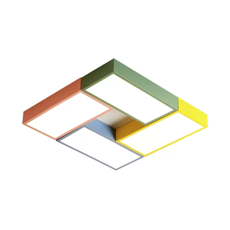Game Room Square Ceiling Mount Light Acrylic Macaron Loft LED Ceiling Lamp