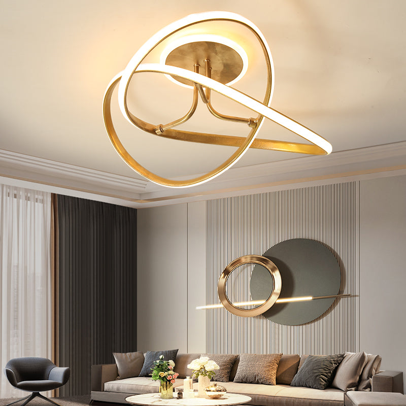 Nordic Metal Ceiling Light Linear LED Flush Mount Light for Living Room