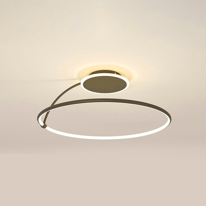 Nordic Metal Ceiling Light Circle 2 Lights Flush Mount Ceiling Light for Bedroom