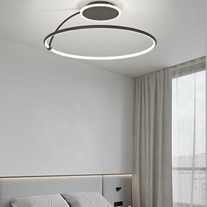 Nordic Metal Ceiling Light Circle 2 Lights Flush Mount Ceiling Light for Bedroom