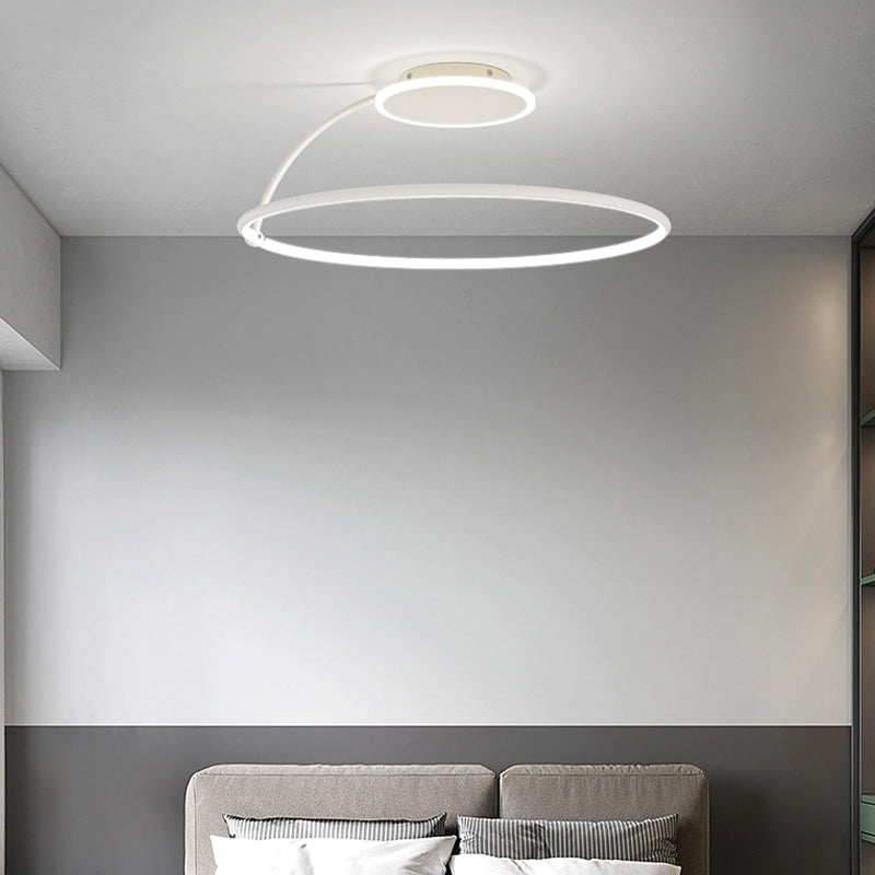 Nordic Metal Ceiling Light Circle 2 Lights Flush Mount Ceiling Light for Bedroom