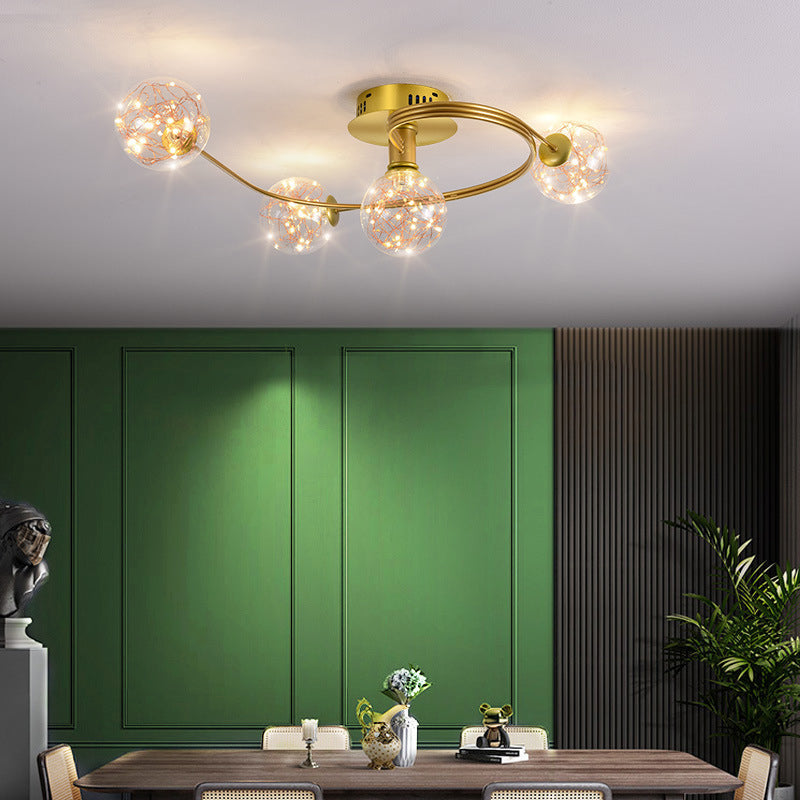 Forma de bola de vidrio al ras del techo de techo moderna luces múltiples iluminación de montaje al ras de color