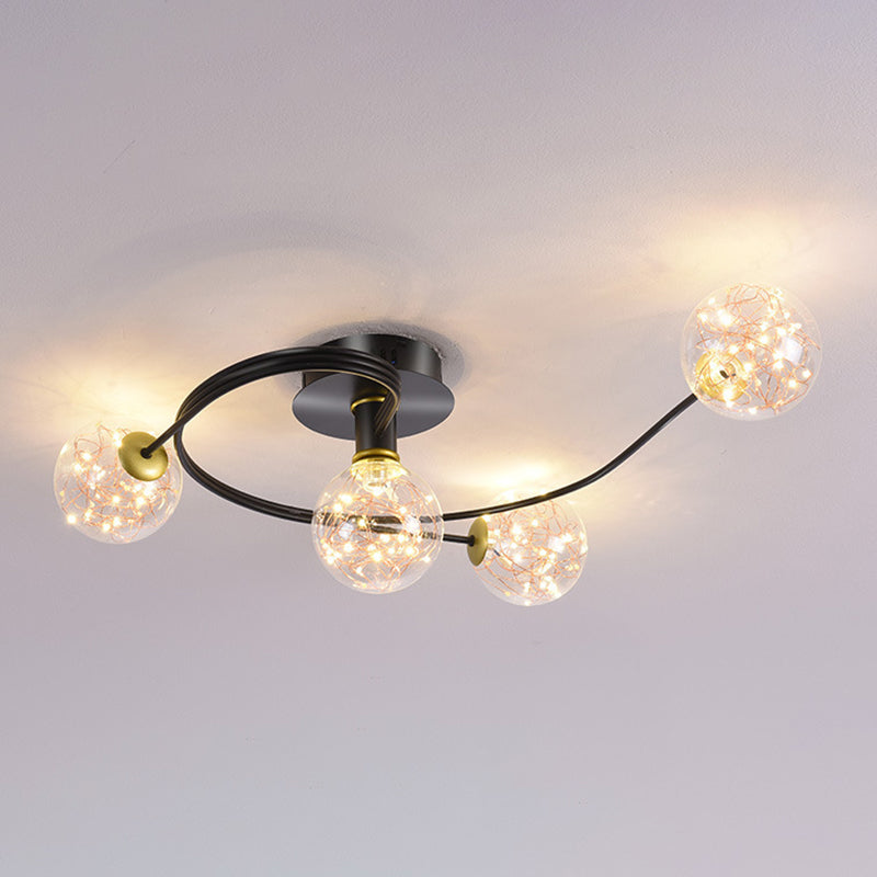 Forma de bola de vidrio al ras del techo de techo moderna luces múltiples iluminación de montaje al ras de color