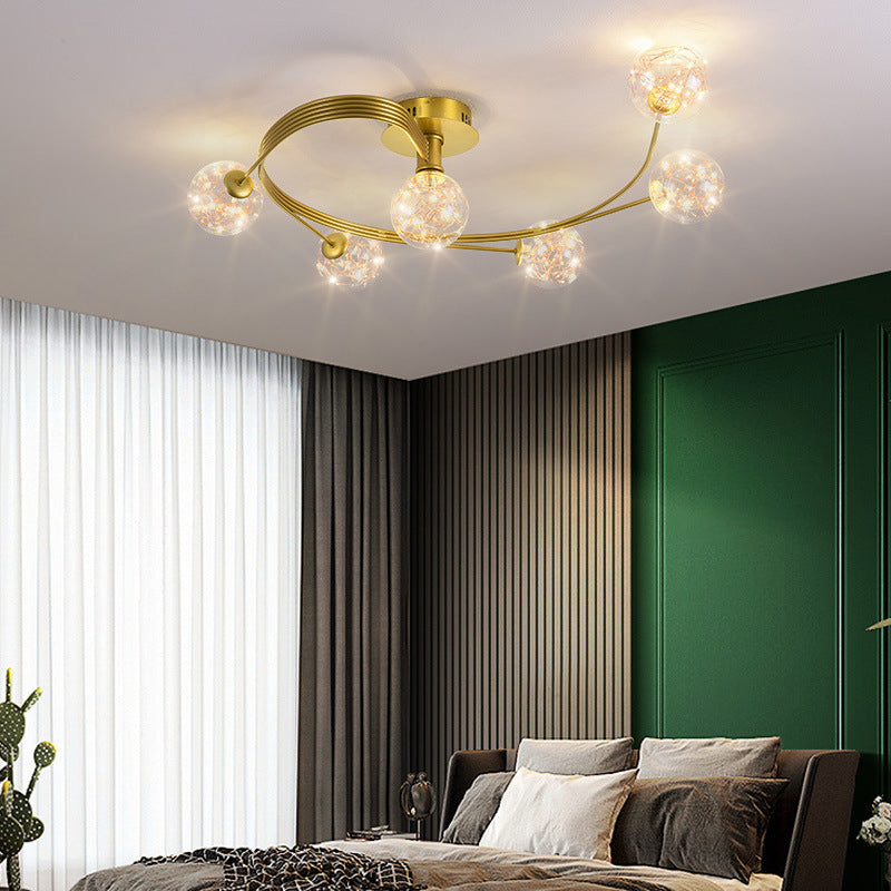 Forma de bola de vidrio al ras del techo de techo moderna luces múltiples iluminación de montaje al ras de color