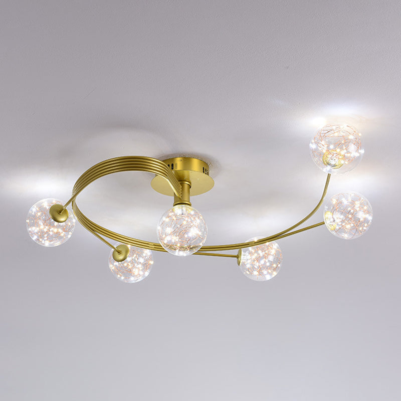 Forma de bola de vidrio al ras del techo de techo moderna luces múltiples iluminación de montaje al ras de color