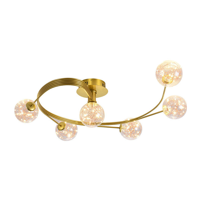 Forma de bola de vidrio al ras del techo de techo moderna luces múltiples iluminación de montaje al ras de color